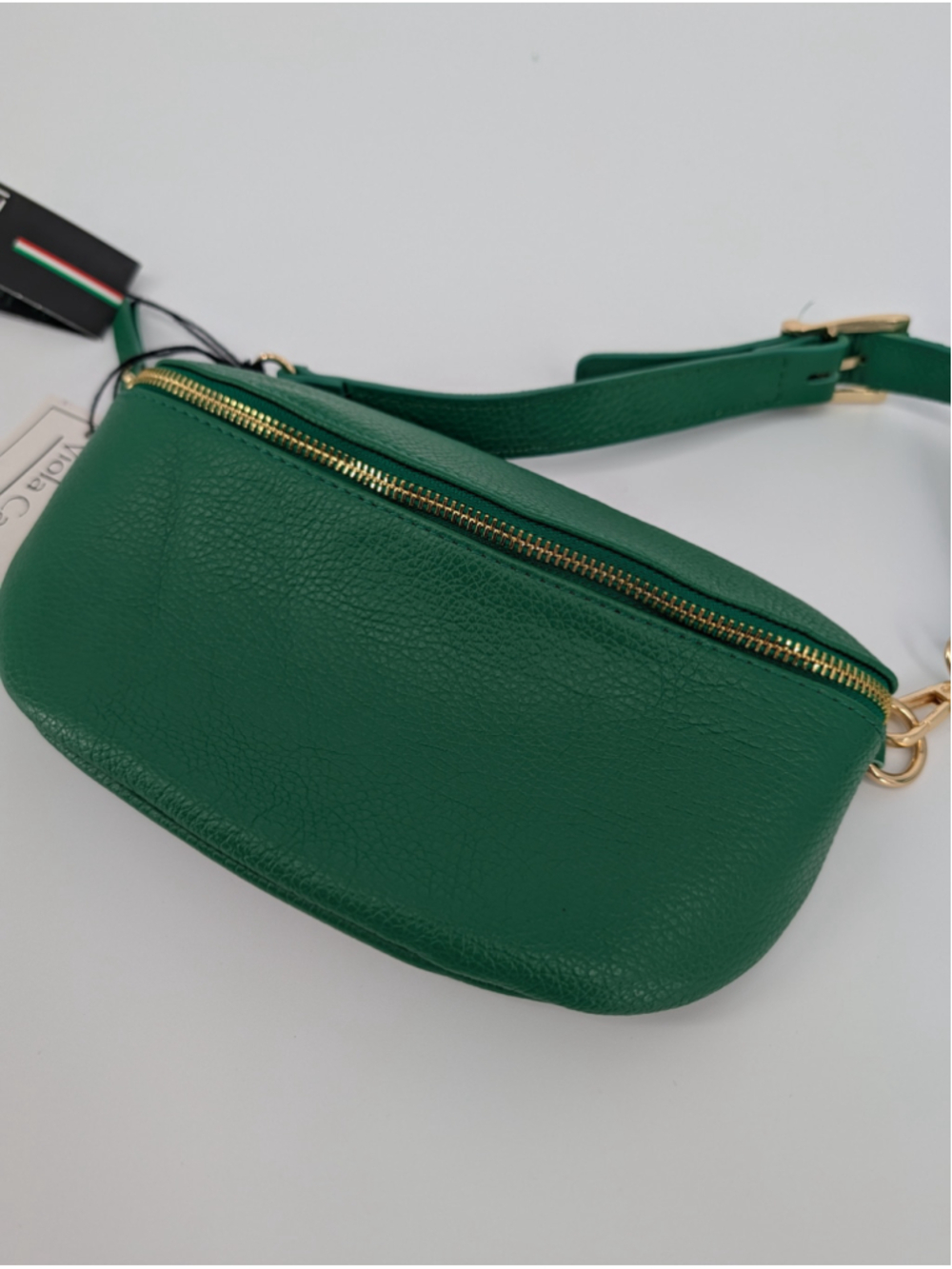 NWT Viola Castellani Green Italian Leather Belt Bag Fanny Pack Crossbody - Picture 9 of 13
